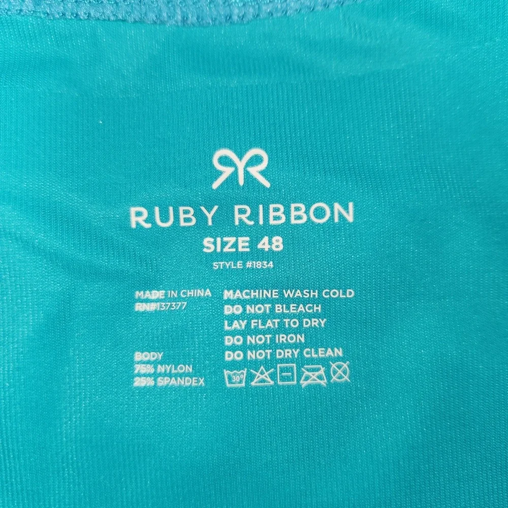 Ruby Ribbon Blue Green Teal Lace Bra Size 48 Wireless Adjustable Straps Seamless